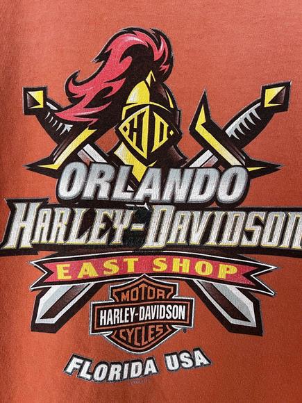 Harley Davidson Shirt Tank Top Orlando Florida USA Y2K Orange SUN FADED XL - Picture 10 of 12